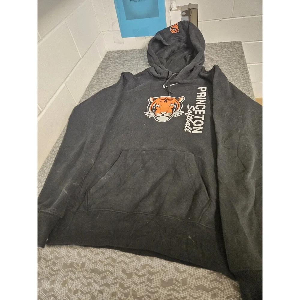 Vtg Nike Princeton Tigers Sweatshirt Mens Small Black Center Swoosh Hoodie